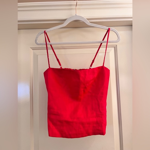 Reformation's sold out Overland linen tank top. Neon pink. Size 4. - Picture 2 of 4